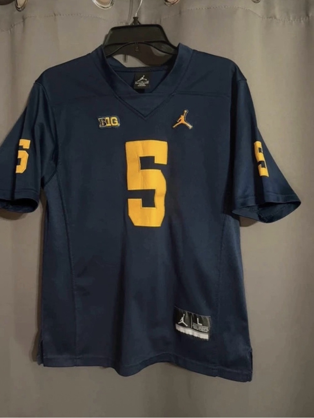 Jordan Boys Navy Blue and Gold #5 Football Jersey